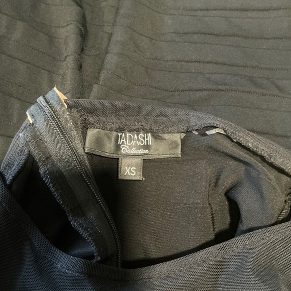 Tadashi Collection Black Sheer Mesh Striped Bodycon Dress XS - Picture 5 of 8